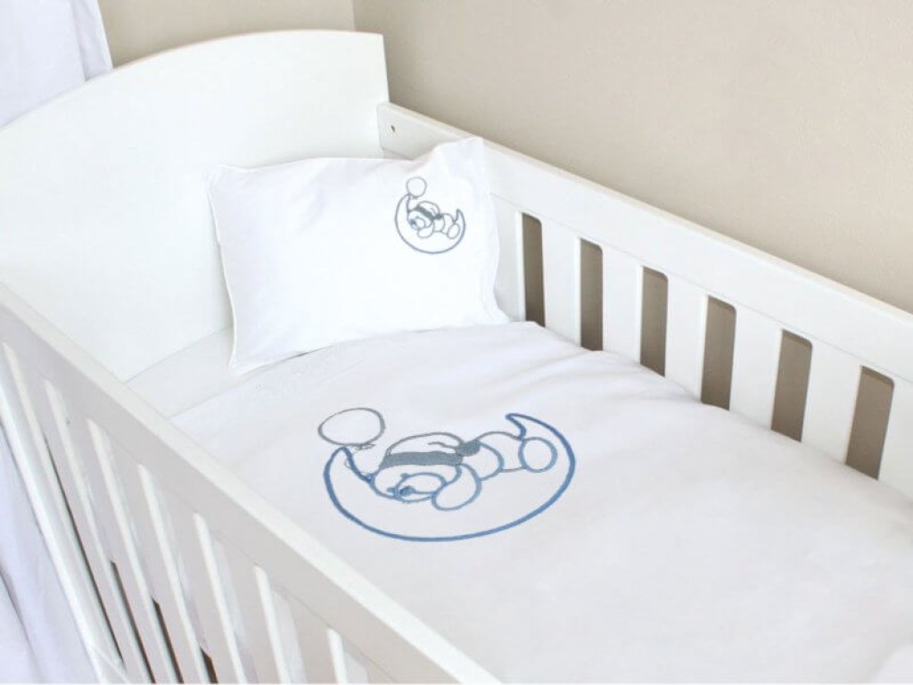 Σετ Βρεφικά Σεντόνια Κούνιας Βαμβακερά Αρκουδάκι-Φεγγάρι Γαρύφαλλο | Γαρύφαλλο - Λευκά Είδη